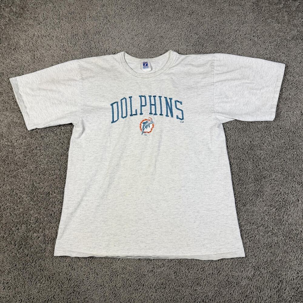 Vintage Miami Dolphins Shirt Mens M Embroidered Gray NFL Football Logo 7 90s
